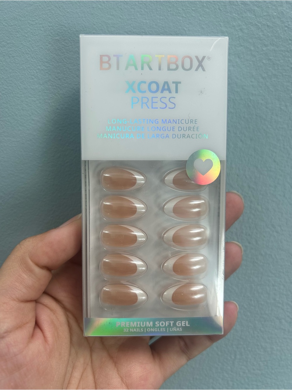 XCOAT Press Premium Soft Gel Press-On Nails - short almond French chrome